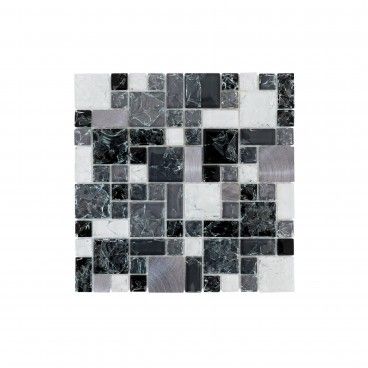 Pastilha Vidro/Aluminio Preto/Branco/Cinza 30x30 Pastilha Vidro/Aluminio Preto/Branco/Cinza 30x30