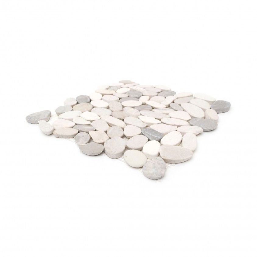 Mosaico Mármore Oval Branco/Cinza 30x30 Mosaico Mármore Oval Branco/Cinza 30x30