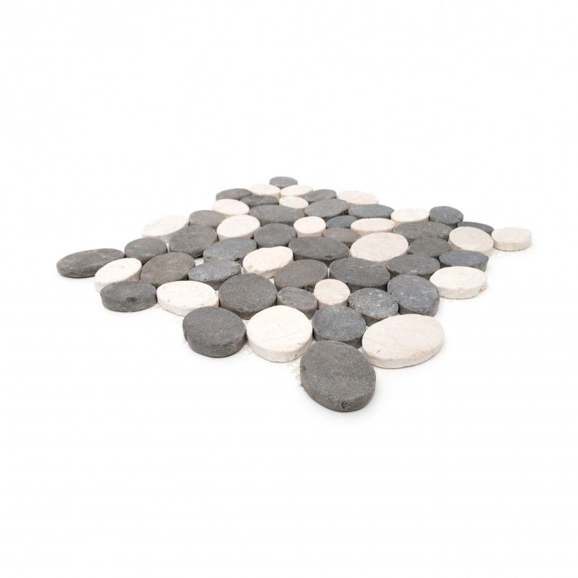 Mosaico Mármore Oval Cinza/Branco 30x30 Mosaico Mármore Oval Cinza/Branco 30x30