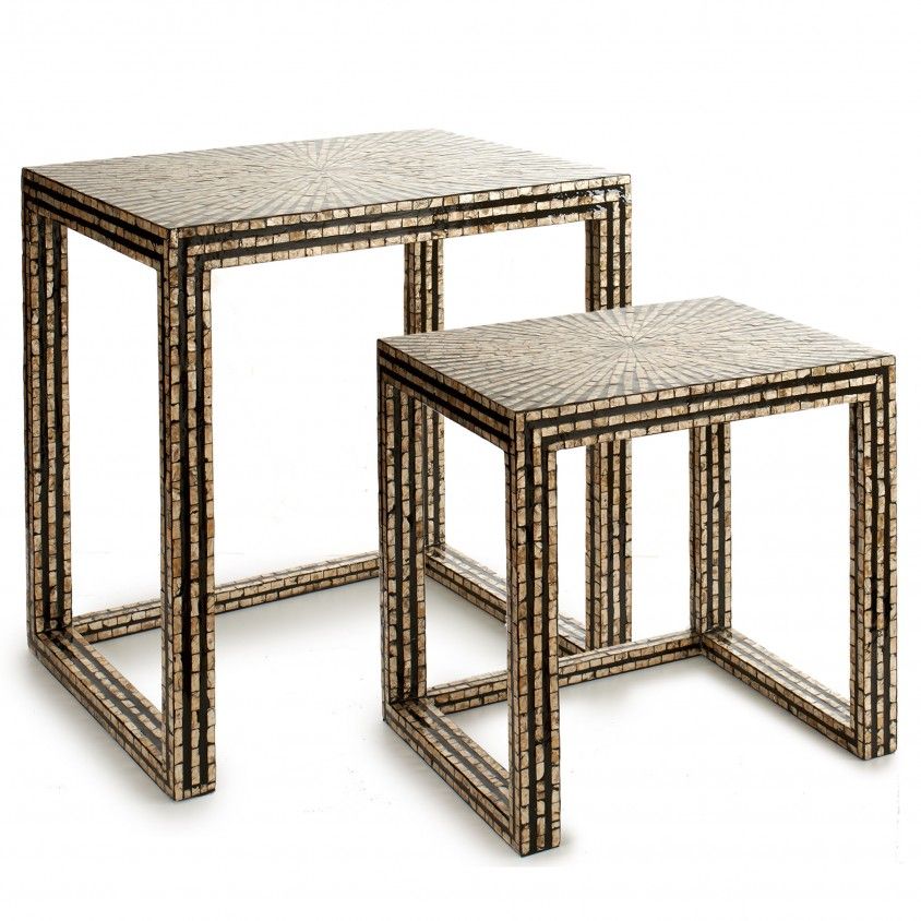 Conjunto 2 Mesas Auxiliares Chic Mosaico Conjunto 2 Mesas Auxiliares Chic Mosaico
