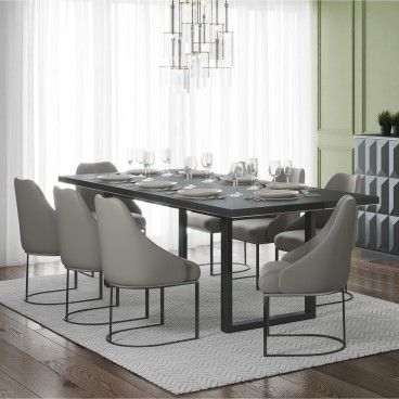 Mesa Orion Cinza com 6 Cadeiras Parissa Cinza Mesa Orion Cinza com 6 Cadeiras Parissa Cinza