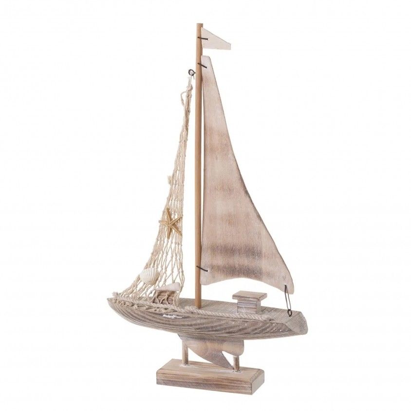 Figura Navio Tecido/Madeira