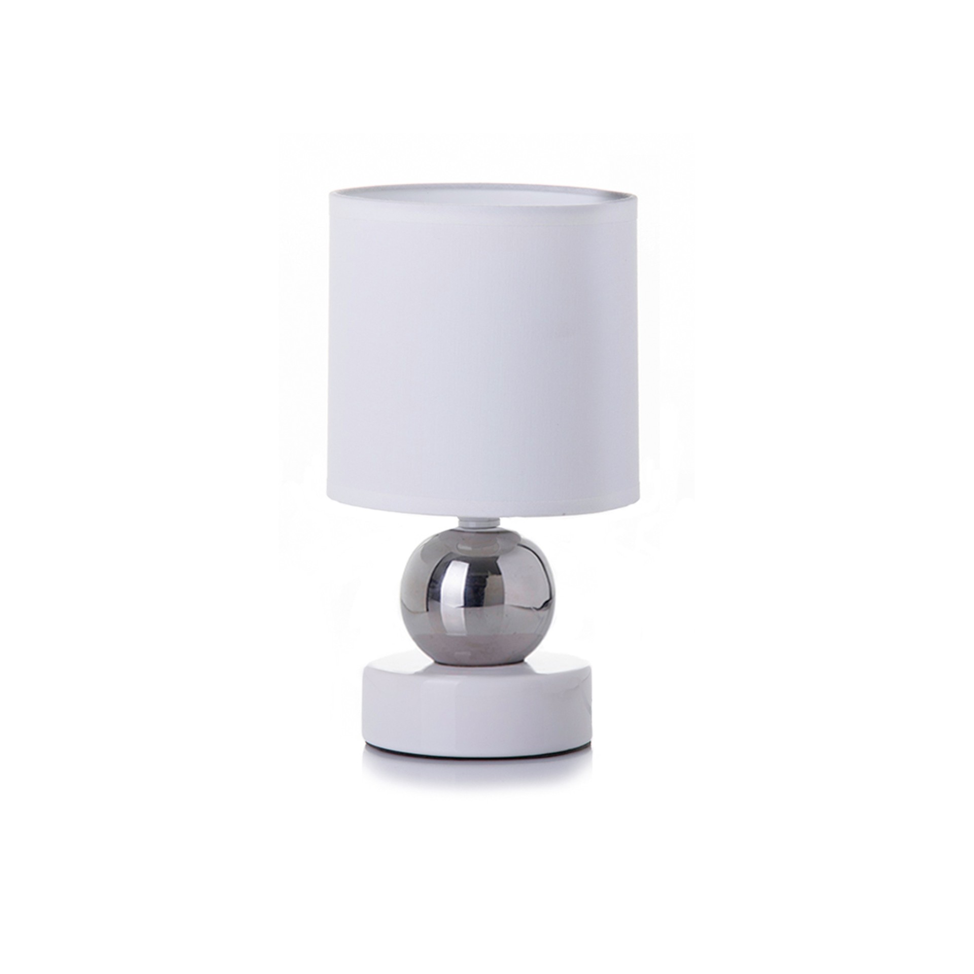 Candeeiro de Mesa Cer�mica Branco e Prata 13x13x23
