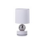 Candeeiro de Mesa Cerâmica Branco e Prata 13x13x23