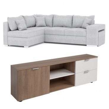 Sofá de Canto com Cama Carson + Móvel TV Liège Sofá de Canto com Cama Carson + Móvel TV Liège