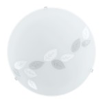 Plafon de Teto E27 com Vidro Fosco Decorado com Folhas Eglo Mars 60W
