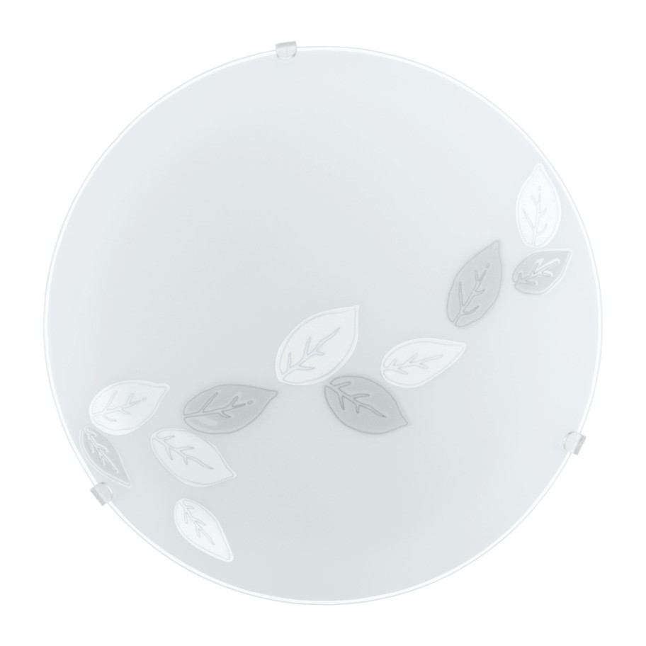 Plafon de Teto E27 com Vidro Fosco Decorado com Folhas Eglo Mars 60W