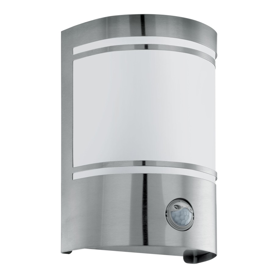 Aplique de Parede Exterior com Sensor Inox E27 Eglo Cerno