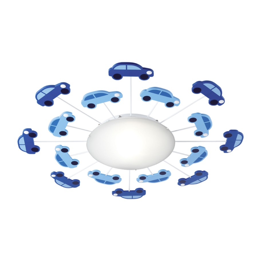 Candeeiro de Teto Infantil com Carros Azuis Eglo Viki 1 DL/1 E27