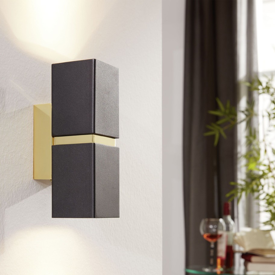 Aplique de Parede LED 2xGU10 2.3W Eglo Passa Quadrado