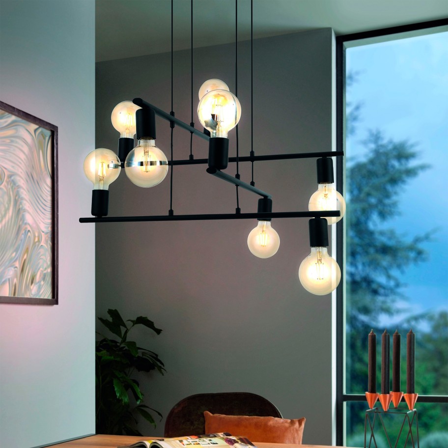 Candeeiro Suspenso de Teto LED 8xE27 Eglo Mezzana HL/8