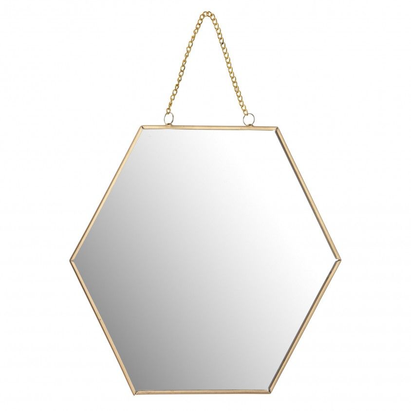 Espelho Hexagonal Dourado