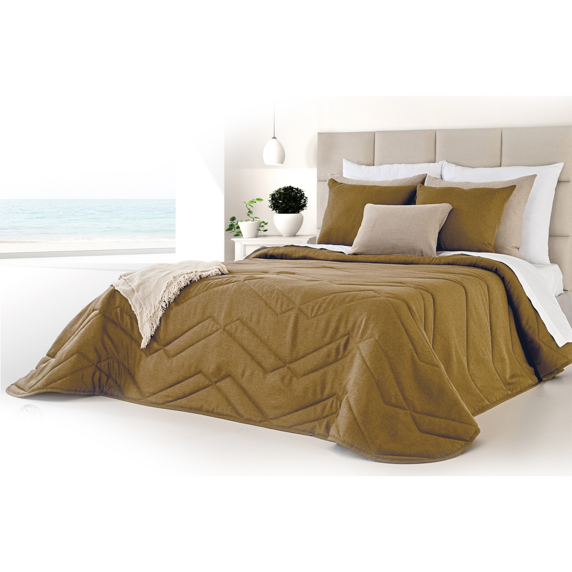 Edred�o Acolchoado Linen - Cama Casal