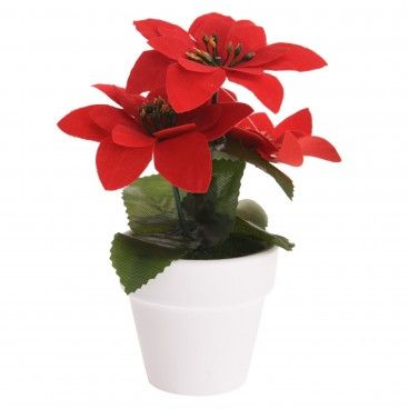 Planta Artificial Estrela de Natal com Vaso