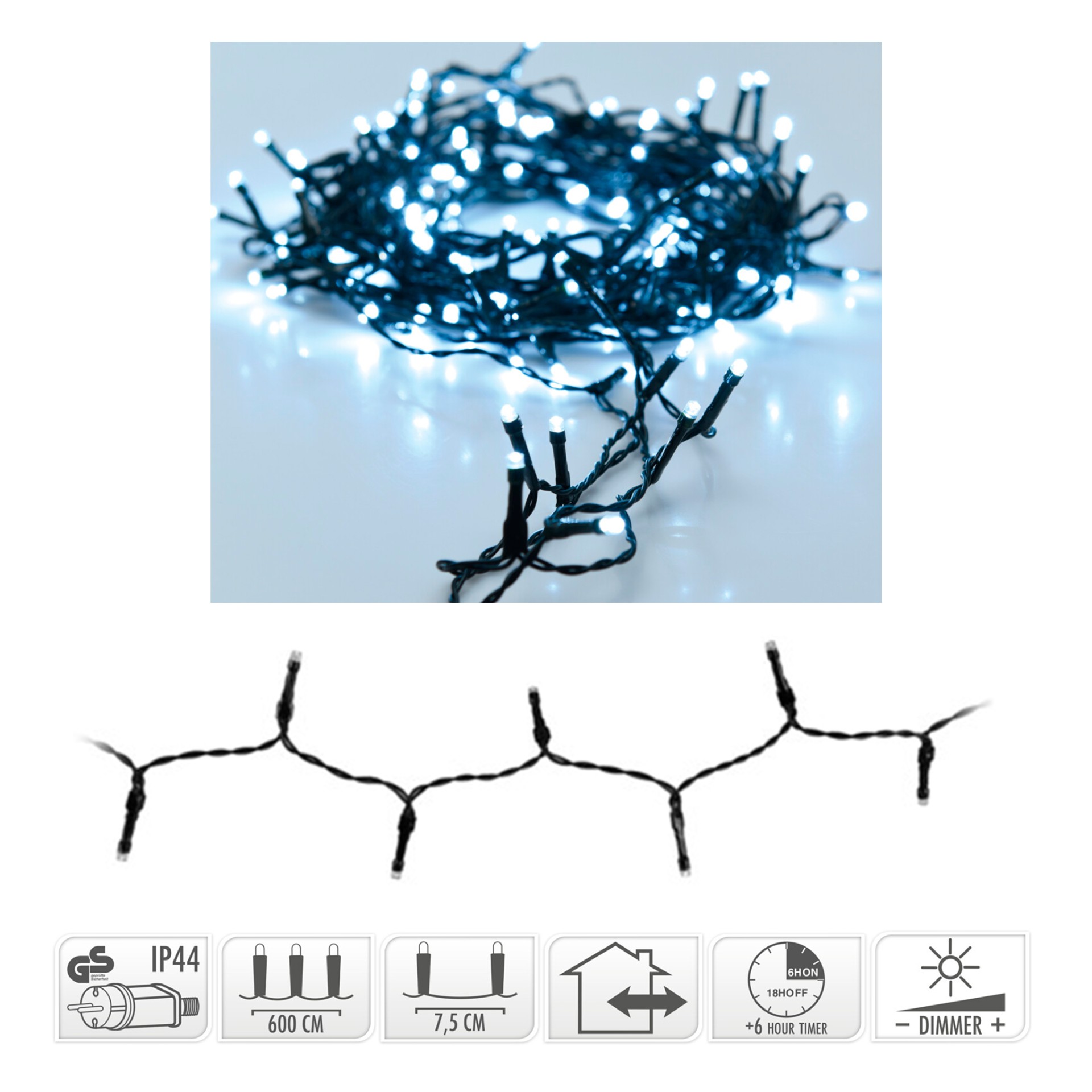 Luzes de Natal Exterior 80 Led 3m