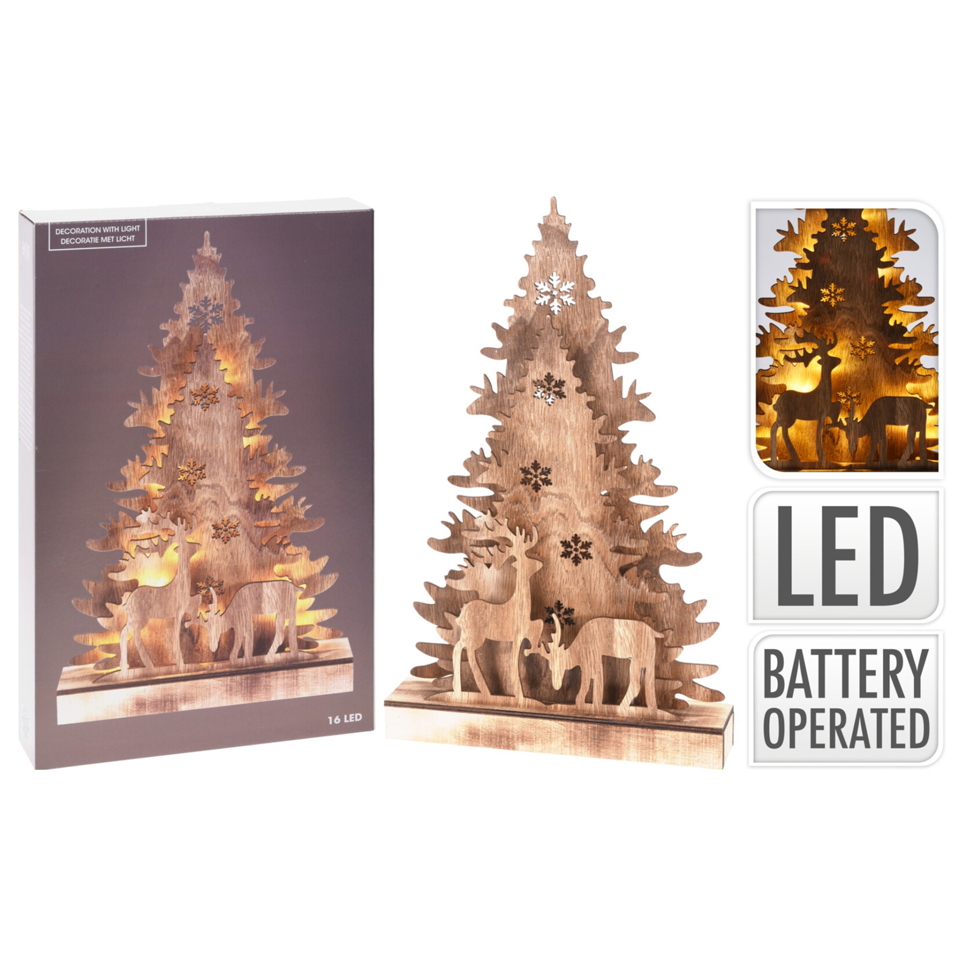 Decora��o 3D com �rvore de Natal com LED