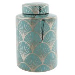 Pote em Porcelana Cromado Turquesa