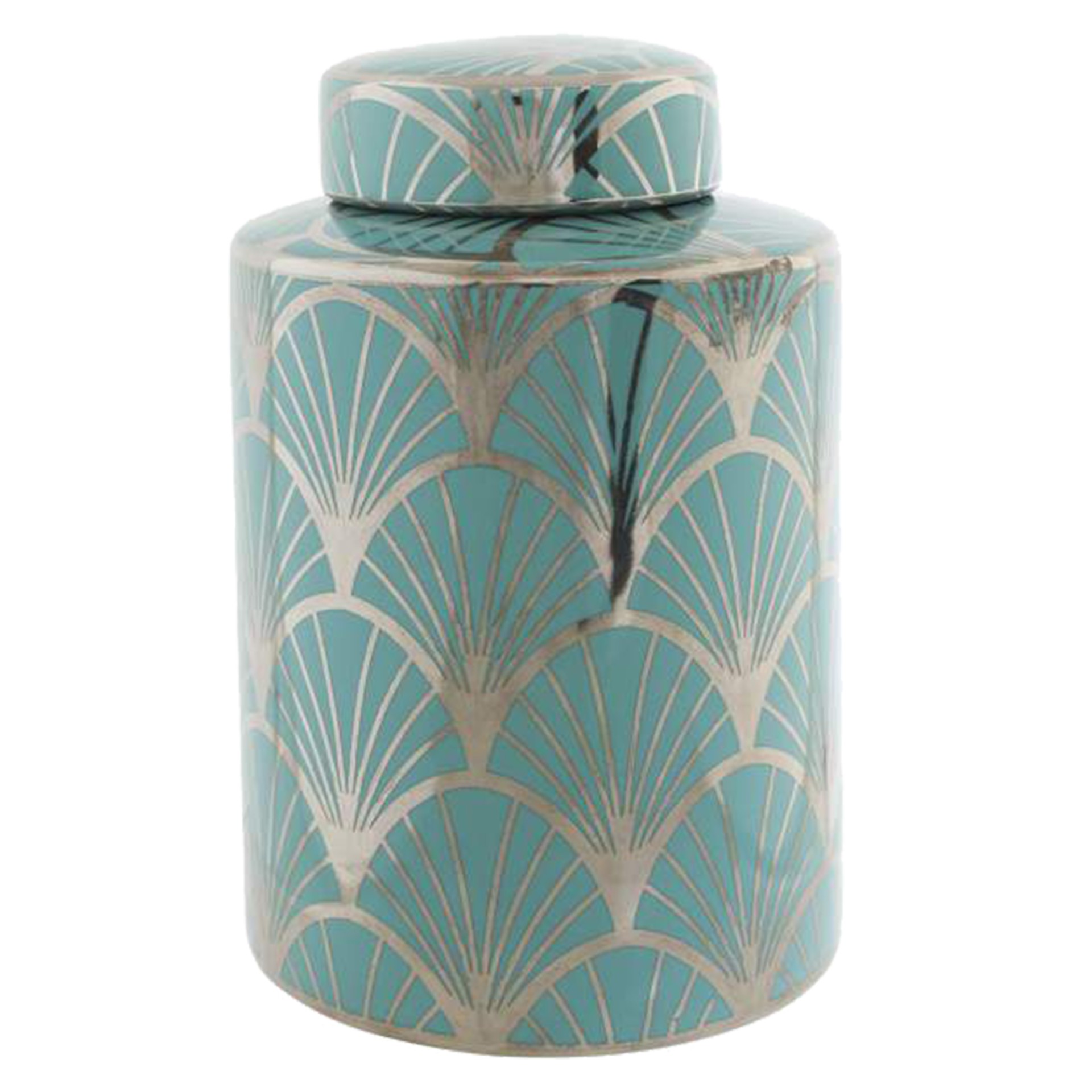 Pote em Porcelana Cromado Turquesa