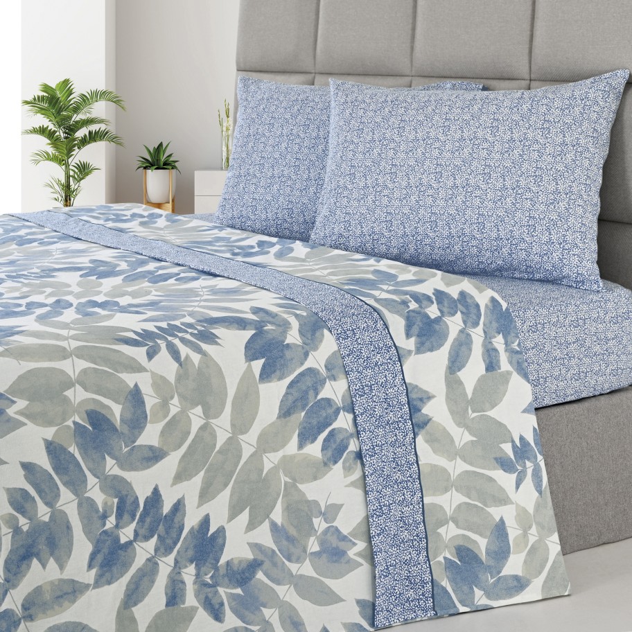 Jogo de Cama Flanela Atena Folhas - Cama 100