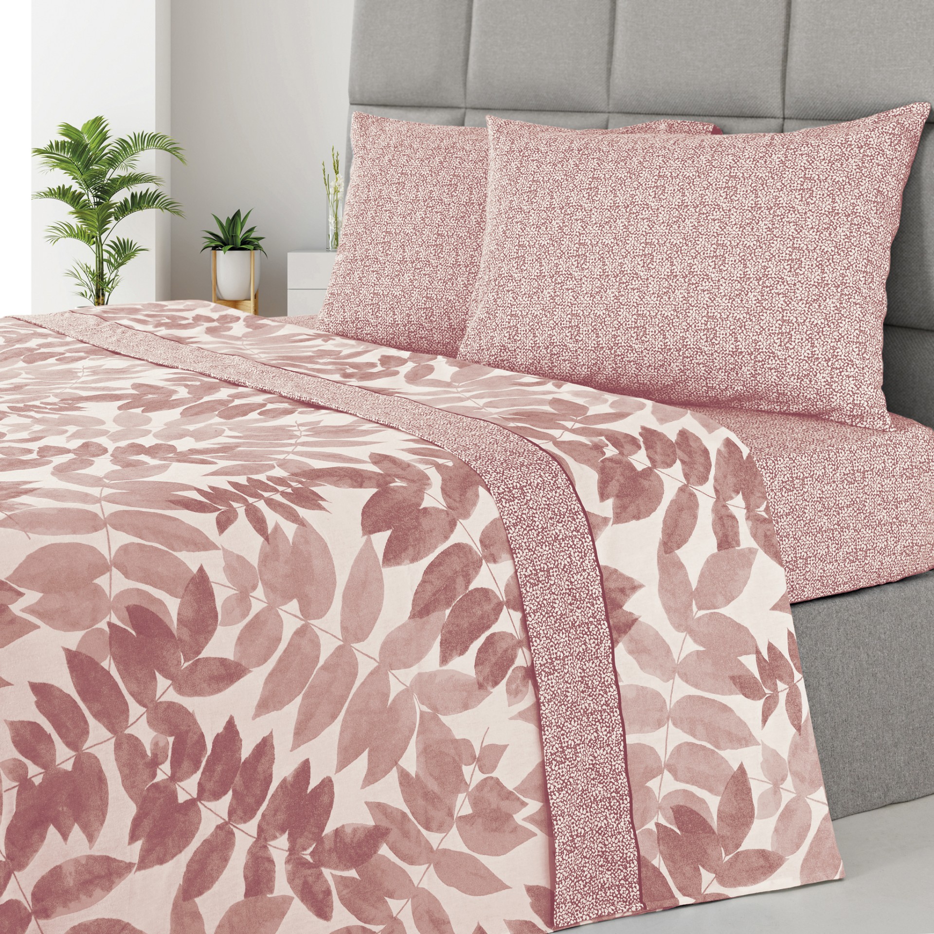 Jogo de Cama Flanela Atena Folhas - Cama 100
