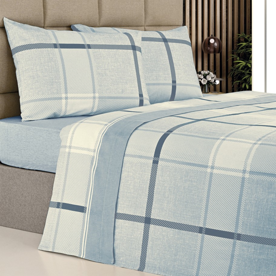 Jogo de Cama Flanela Atena Xadrez - Cama 100
