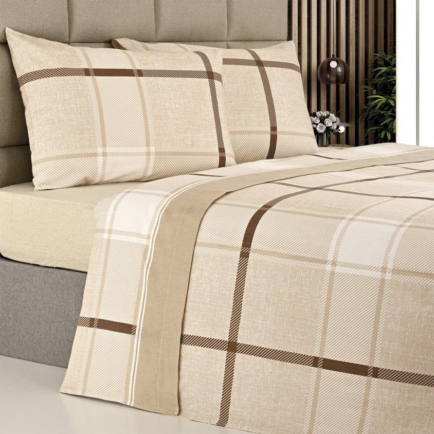 Jogo de Cama Flanela Atena Xadrez - Cama 160