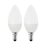 Pack 2 Lâmpadas LED Vela Eglo Opal 3000K 4W E14