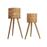 Conjunto de 2 Candeeiros de Mesa em Rattan 30x30x73