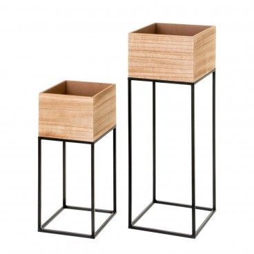 Conjunto 2 Vasos Metal/Mdf