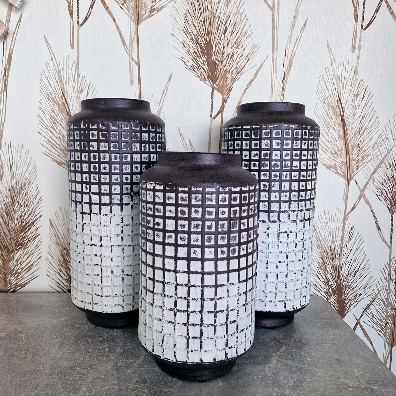 Jarra Decorativa Quadrados R�stica