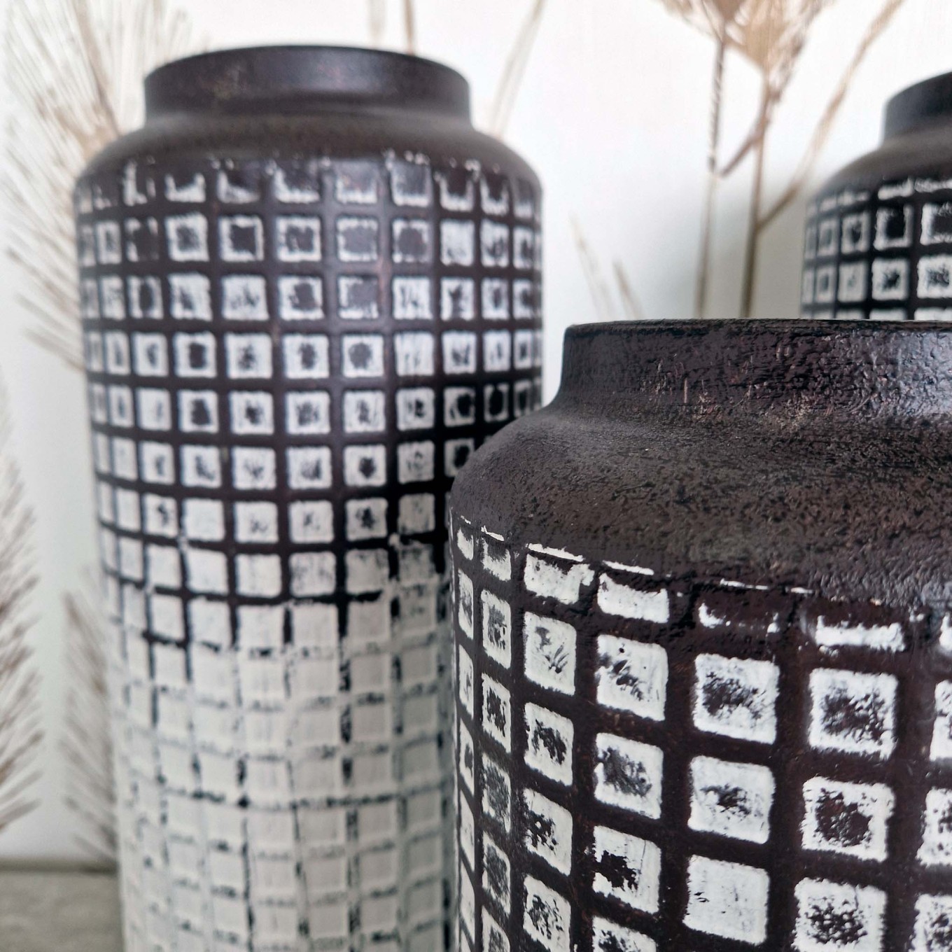 Jarra Decorativa Quadrados R�stica