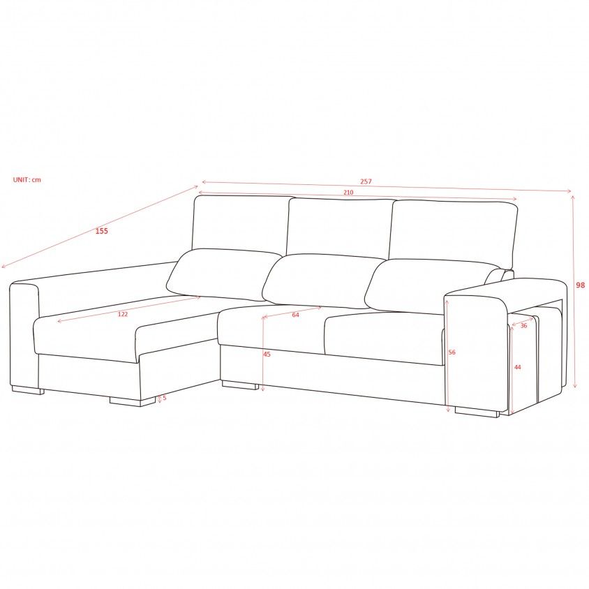 Chaise Longue Arkansas Dakota Esquerda Chaise Longue Arkansas Dakota Esquerda