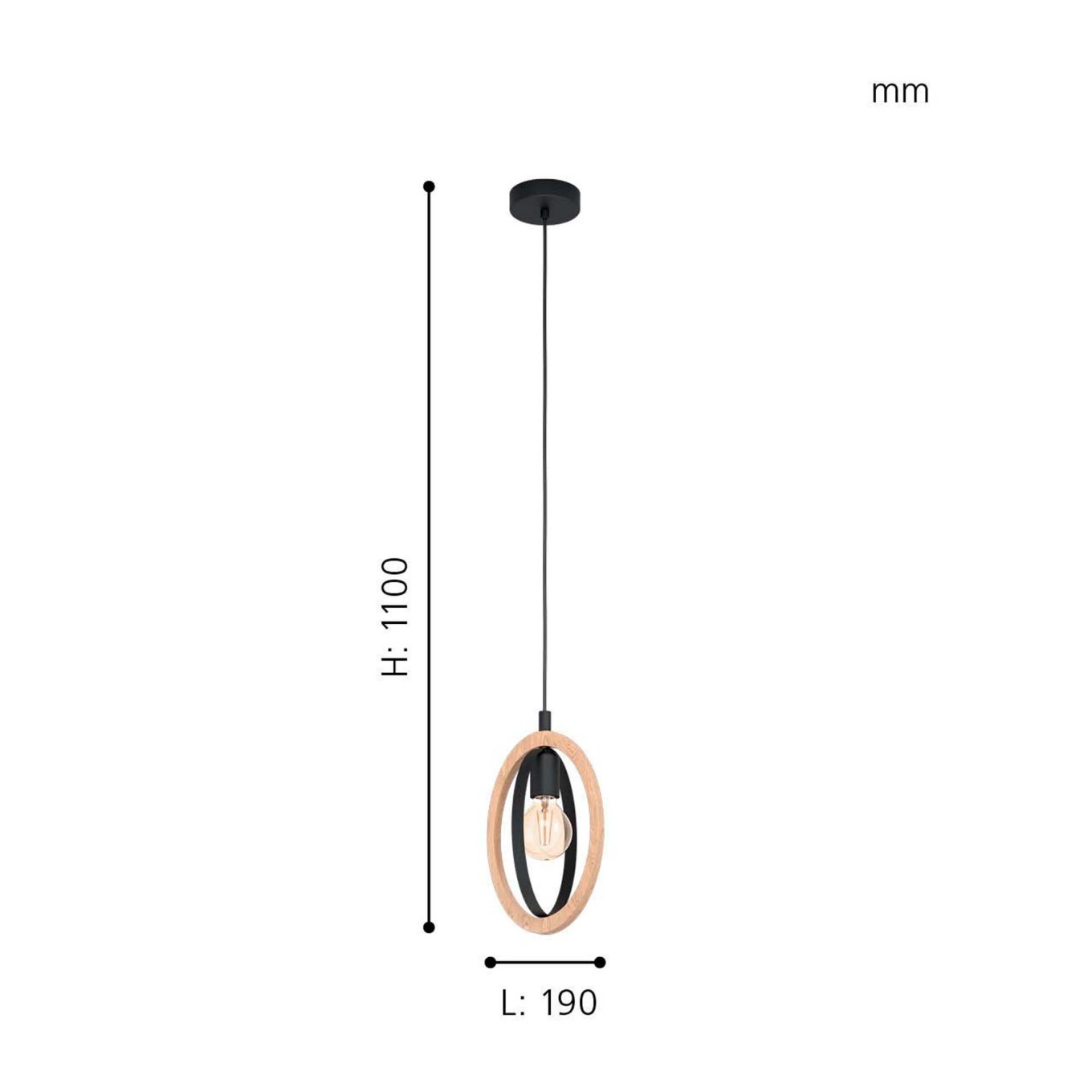 Candeeiro Suspenso de Teto E27 Eglo Basildon Hl/1
