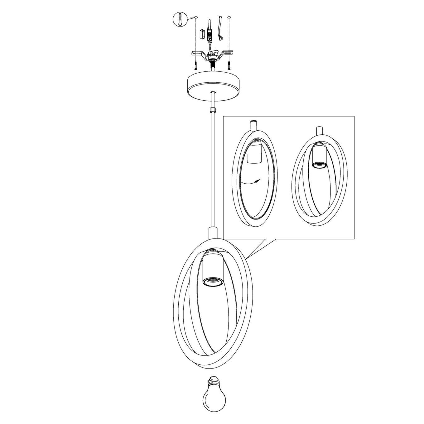 Candeeiro Suspenso de Teto E27 Eglo Basildon Hl/1