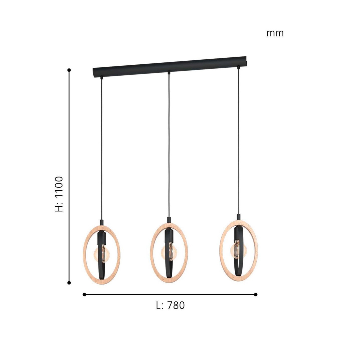 Candeeiro Suspenso de Teto 3xE27 Eglo Basildon Hl/3