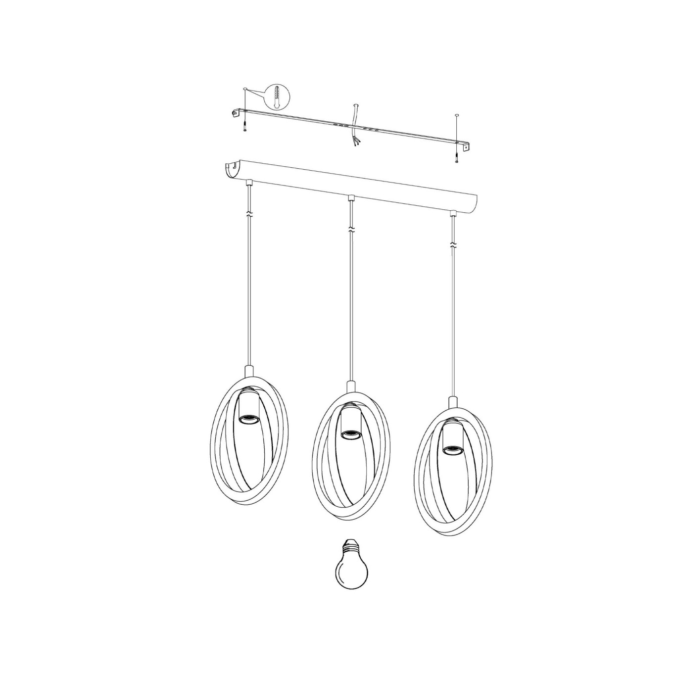 Candeeiro Suspenso de Teto 3xE27 Eglo Basildon Hl/3
