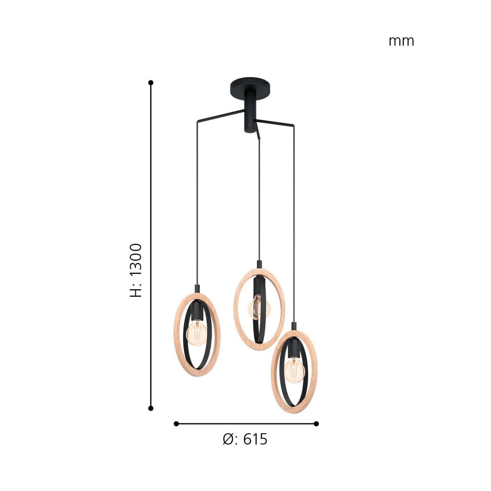 Candeeiro Suspenso de Teto 3xE27 Eglo Basildon Hl/3 Ø615