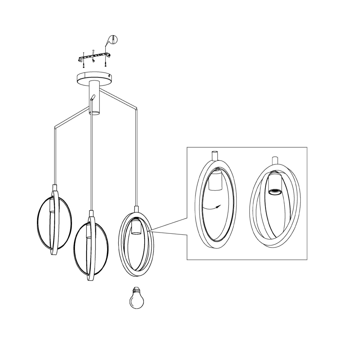 Candeeiro Suspenso de Teto 3xE27 Eglo Basildon Hl/3 �615