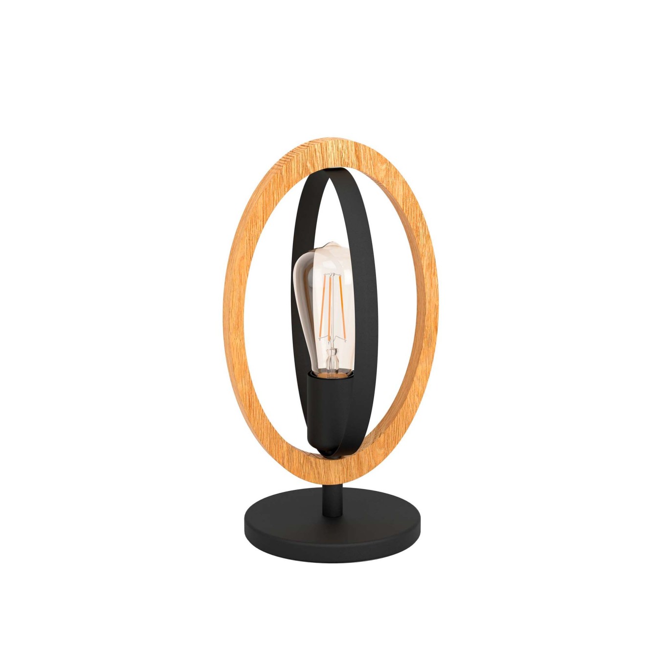 Candeeiro de Mesa E27 Basildon Tl/1 Preto e Madeira