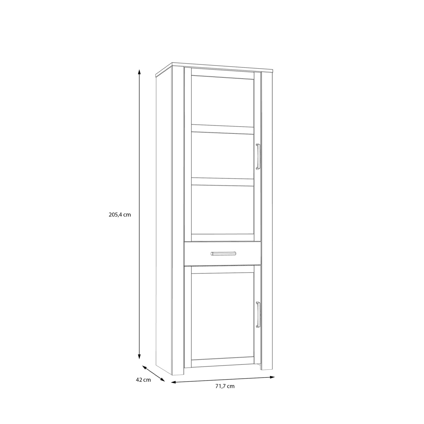 Arm�rio Cristaleira Bohol (2 Portas + 1 Gaveta)