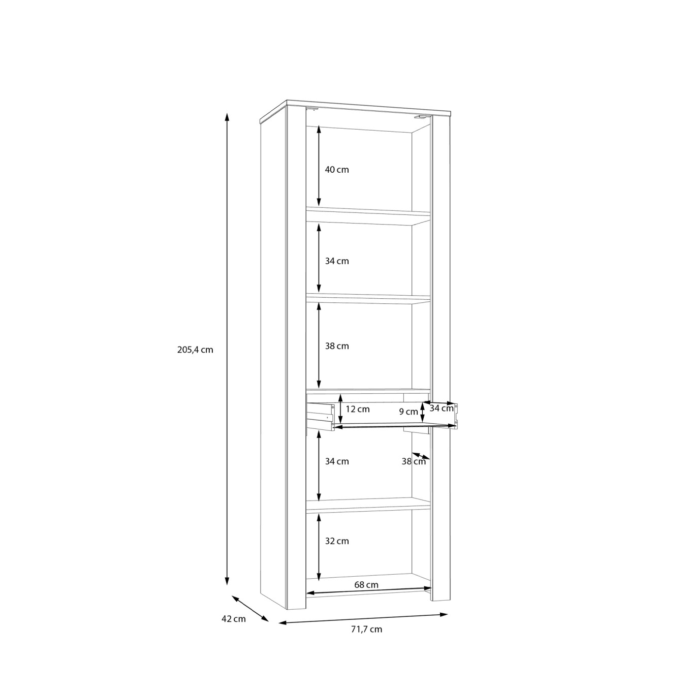 Arm�rio Cristaleira Bohol (2 Portas + 1 Gaveta)