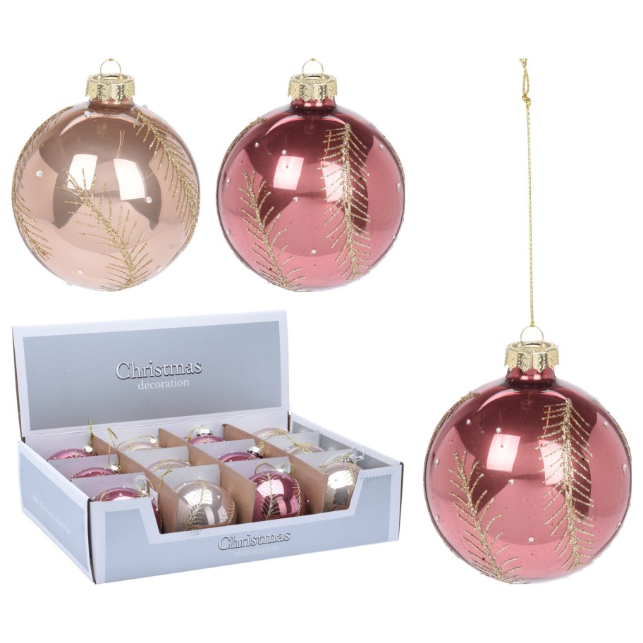 Bola de Natal Rosa 80mm Sortida