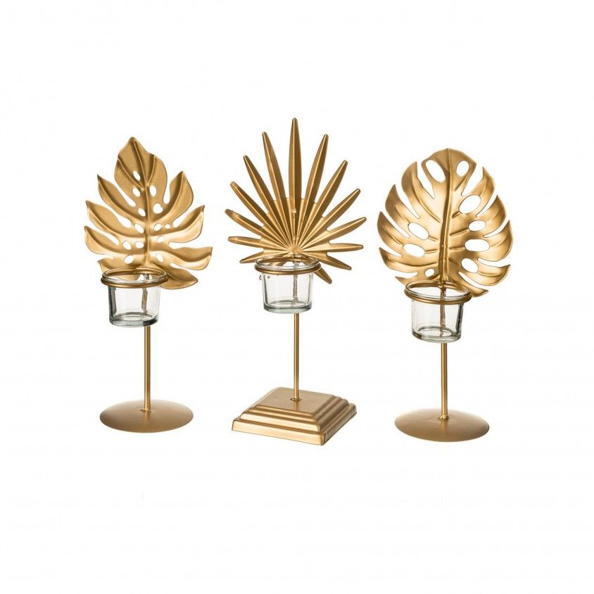 Castial Folhas Dourado 14x14x28cm Sortido