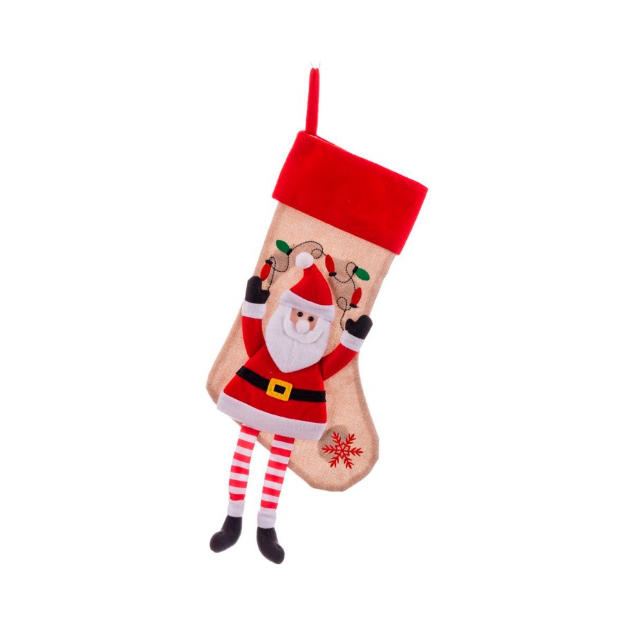 Meia de Natal Tecido 28x2x47cm