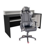 Mesa Gammer USB Premium Preto / Branco + Cadeira Gaming