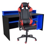 Mesa Gammer USB Premium Preto / Azul + Cadeira Gaming