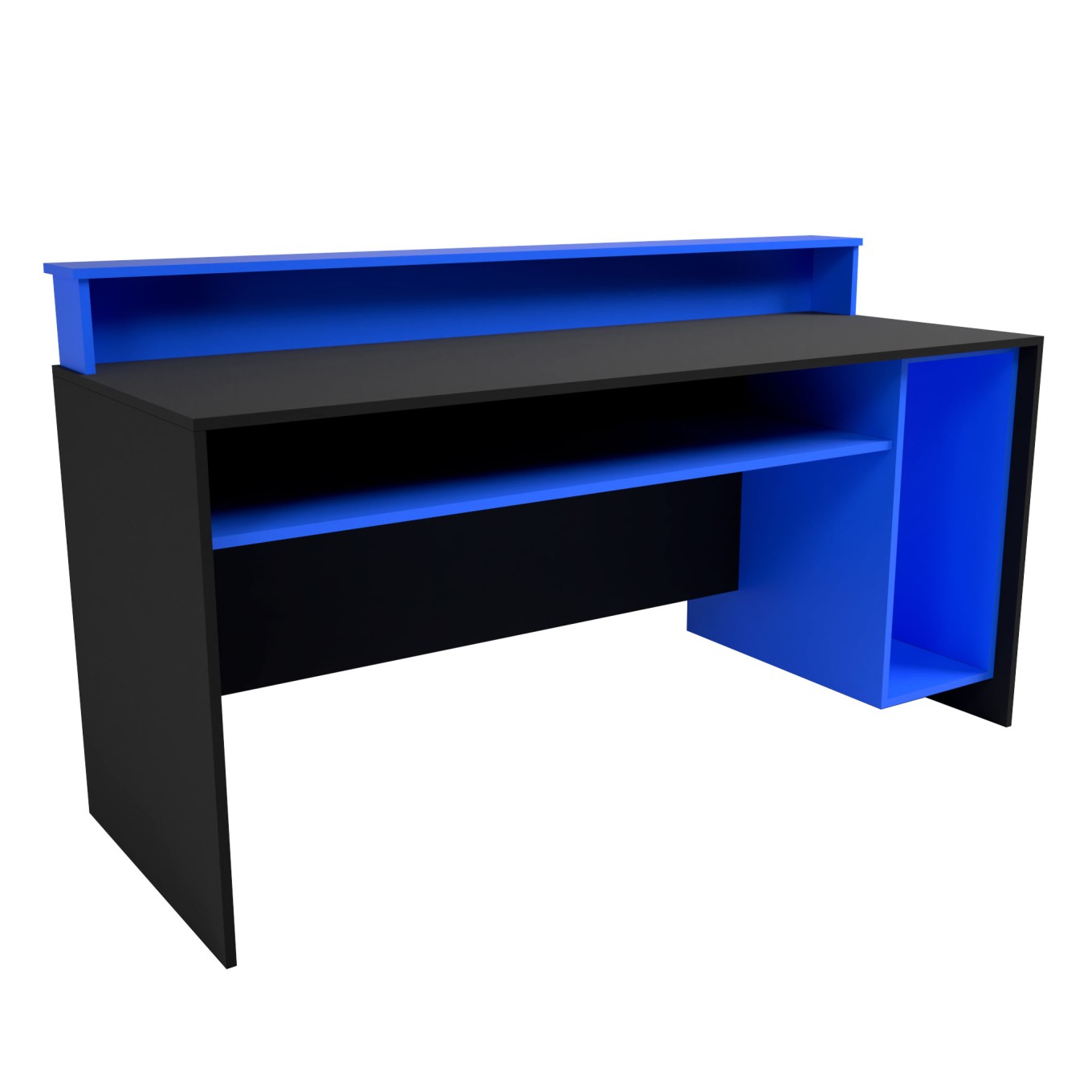 Mesa Gammer USB Premium Preto / Azul + Cadeira Gaming