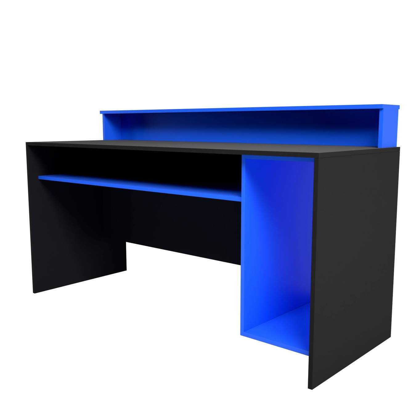 Mesa Gammer USB Premium Preto / Azul + Cadeira Gaming