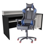 Mesa Gammer USB Premium Preto / Branco + Cadeira Gaming