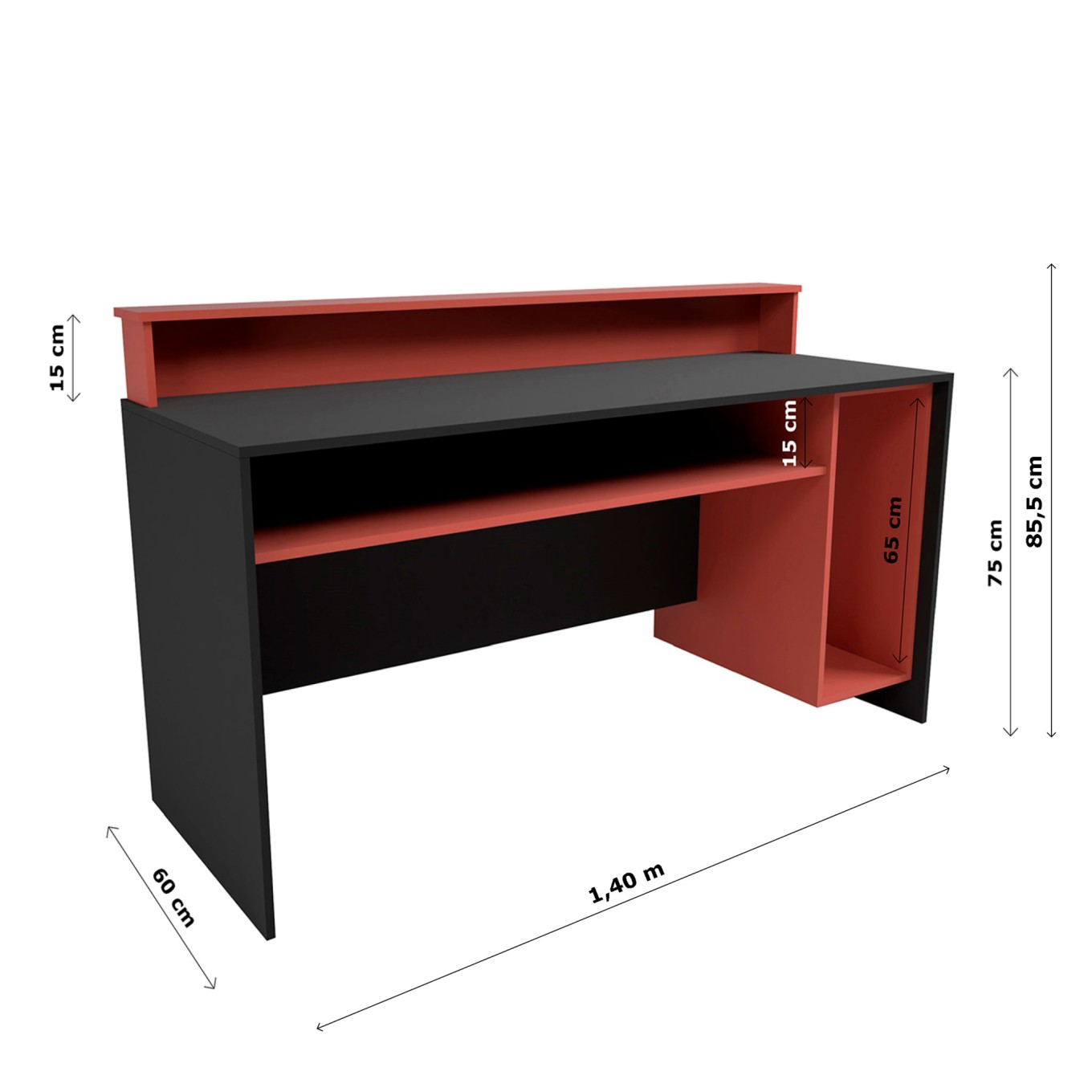 Mesa Gammer USB Premium Preto / Vermelho + Cadeira Gaming